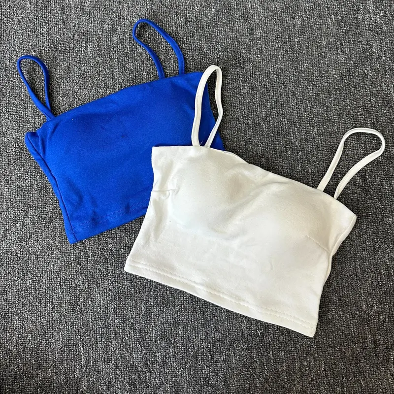 Áo Thun 2 Dây Có Đệm 2 Lớp, Áo Ống Quây bra Co giãn có mút ngực Nữ Women Top 4