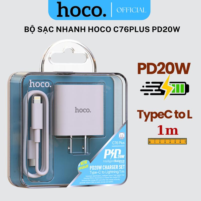  Bộ Sạc Nhanh Hoco C76 Plus PD 20W sạc siêu nhanh cho X 11 12 13 14 Series Phụ Kiện Sạc Điện Thoại capsacnhanh  20w 