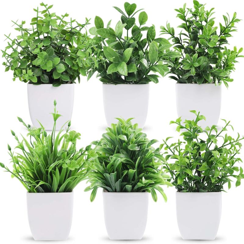 Artificial Potted Plant for Room Decor (6 Counts), Faux Potted Plant, Simulated Decorative Plant Ornaments, Decorative Plant for Home & Office Decor, Home Decor Products 8