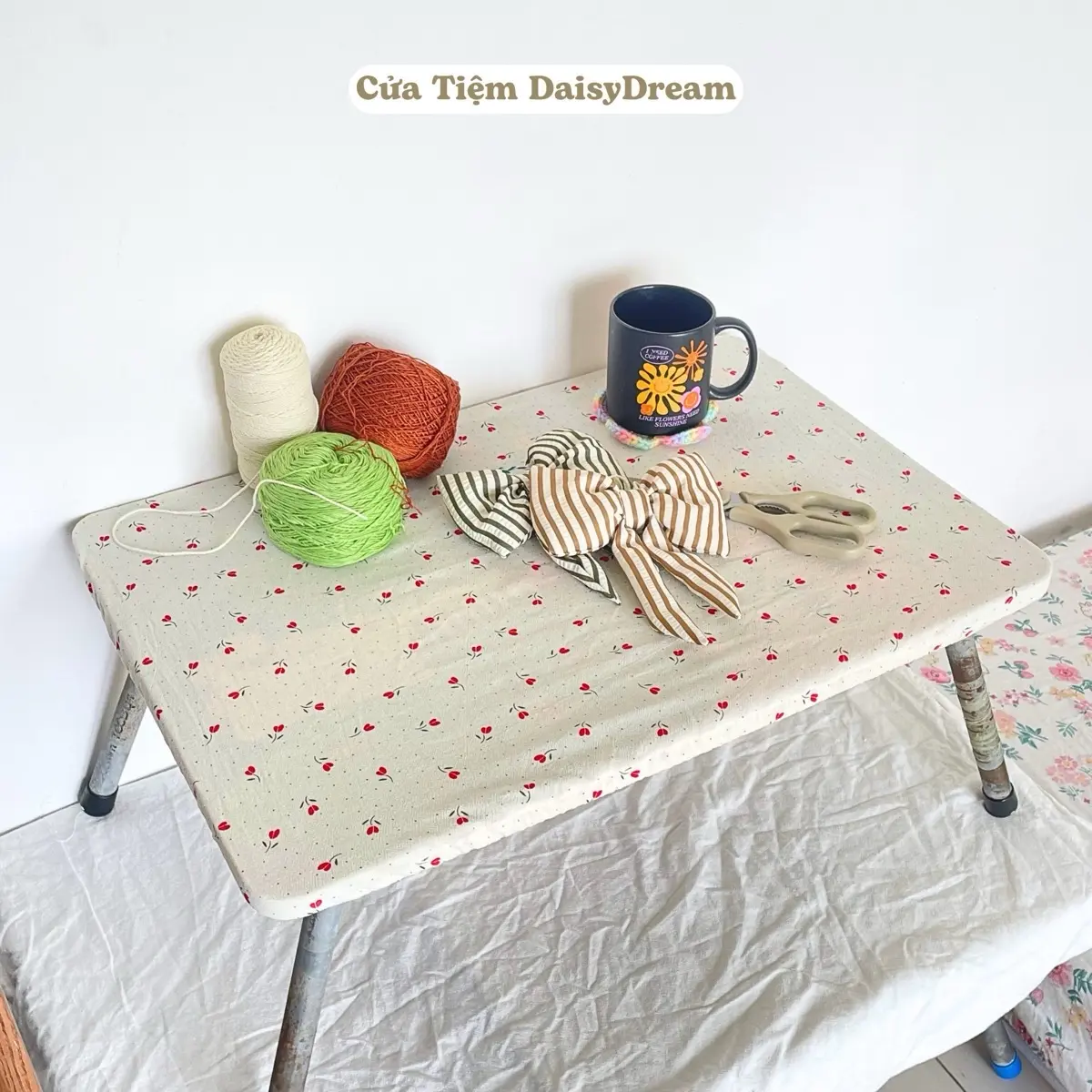 Khăn thảm trải bàn học - drap bàn học bo chun họa tiết đũi hoa mùa hè chống phai màu khăn  trải