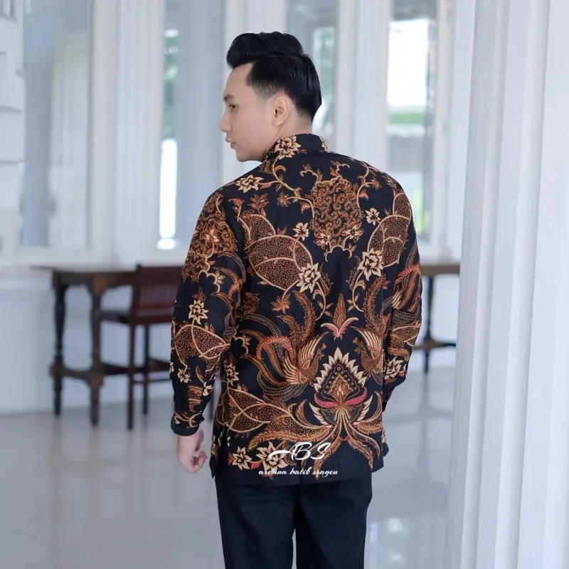 Ramawijaya Kemeja Batik Lengan Panjang Reguler fit Premium Furing Adem Katun Sregenan Kemeja Keren Lamaran Tunangan Wisuda Kantoran Grosir Nikahan Kain Nyaman Dan Tidak Luntur Hitam Atasan 3