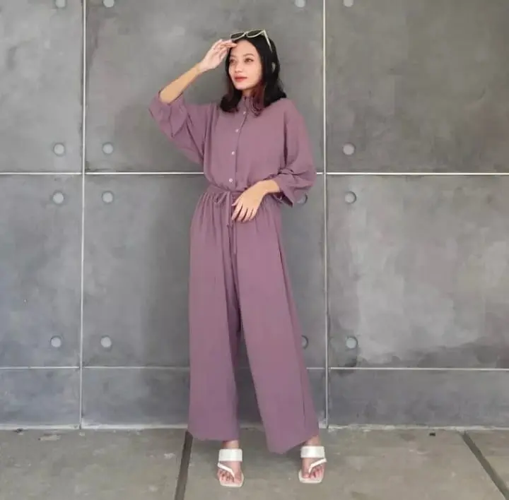 SETELAN VIRAL BAHAN CRINGKLE AIR FLOW // SETCEL // SETELAN BAJU CELANA WANITA // JUMBO // STANDAR // ONE SIZE Polos airflow muslim Nyaman Crinkle Panjang Atasan Kancing 4