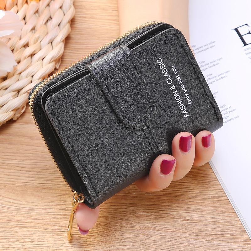 Ví nữ ngắn cầm tay Hàn Quốc nhỏ gọn bỏ túi mini cute dễ thương xinh đẹp khóa kéo khóa bấm sinh viên giá rẻ SANTOT VNST32 Da Wallet Nhung Kem ví tiền