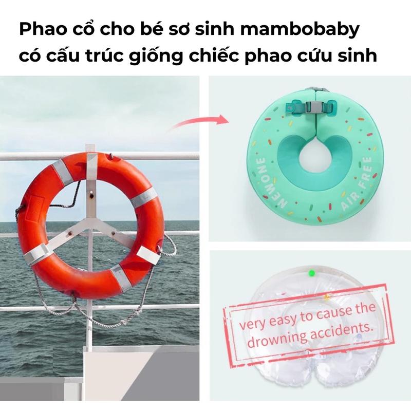 Phao cổ cho bé sơ sinh tập bơi chính hãng Mambobaby, chống lật, không bơm hơi, đặc ruột cho bé 0-6 tháng-1 tuổi cao cấp 1
