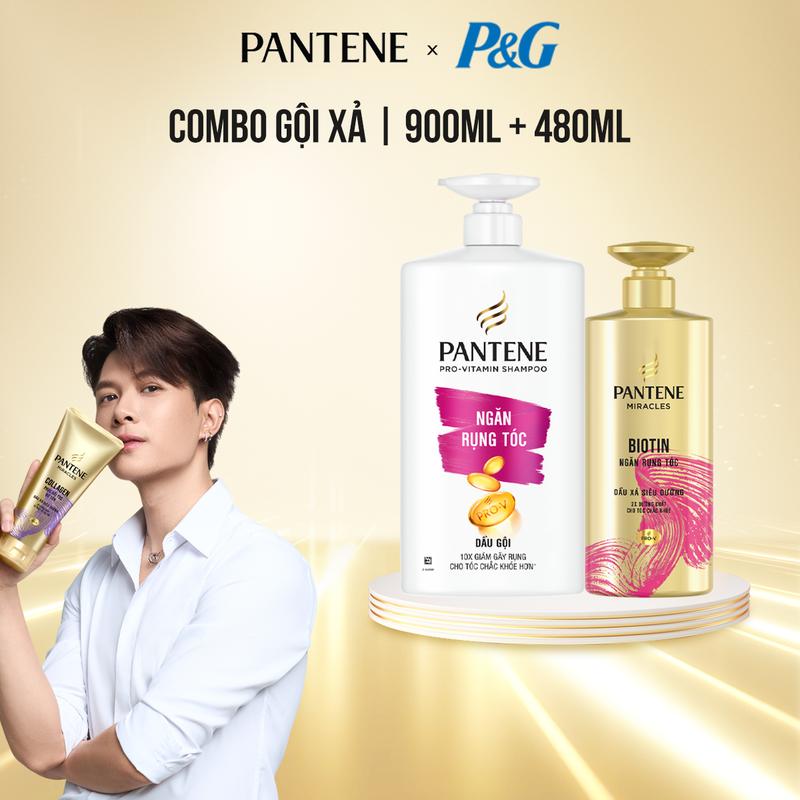 [FS BAU] Combo Dầu Gội PANTENE Pro-V Và Dầu Xả Siêu Dưỡng PANTENE Miracles Cải Thiện Rụng Tóc/ Hỗ Trợ Phục Hồi Hư Tổn - Chai 900ML & 480ML