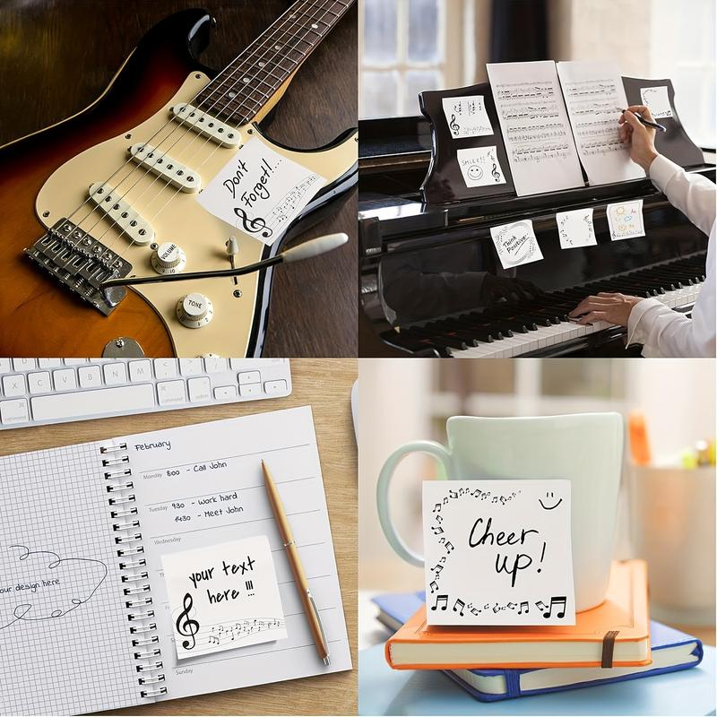 Product Introduction of 30-Page Music-Themed Notebook with Sticky Notes - Assorted Musical Designs Including Treble Clefs & Treble Clefs, Ideal for Students & Professionals, Music Gifts, Random Color 4