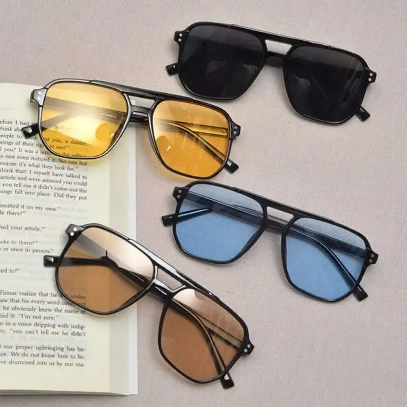 Punk Square Frame Anti-UV Travel Driver Goggle Retro Sunglasses Beach Eye Protection Eyewear Black Shades Glasses