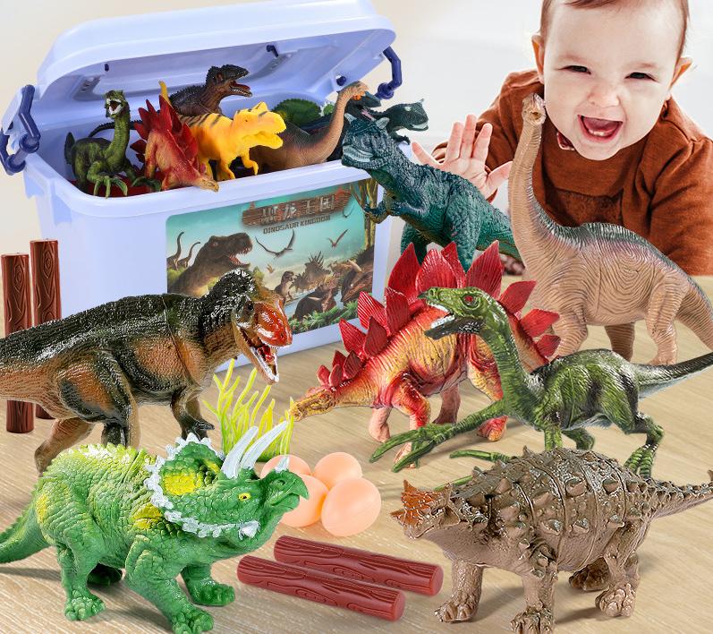 Đồ Chơi Hộp Thế Giới Khủng Long Thú Vị Kèm Hộp Mô Hình Động Vật Bằng Nhựa Cho Bé Kem
