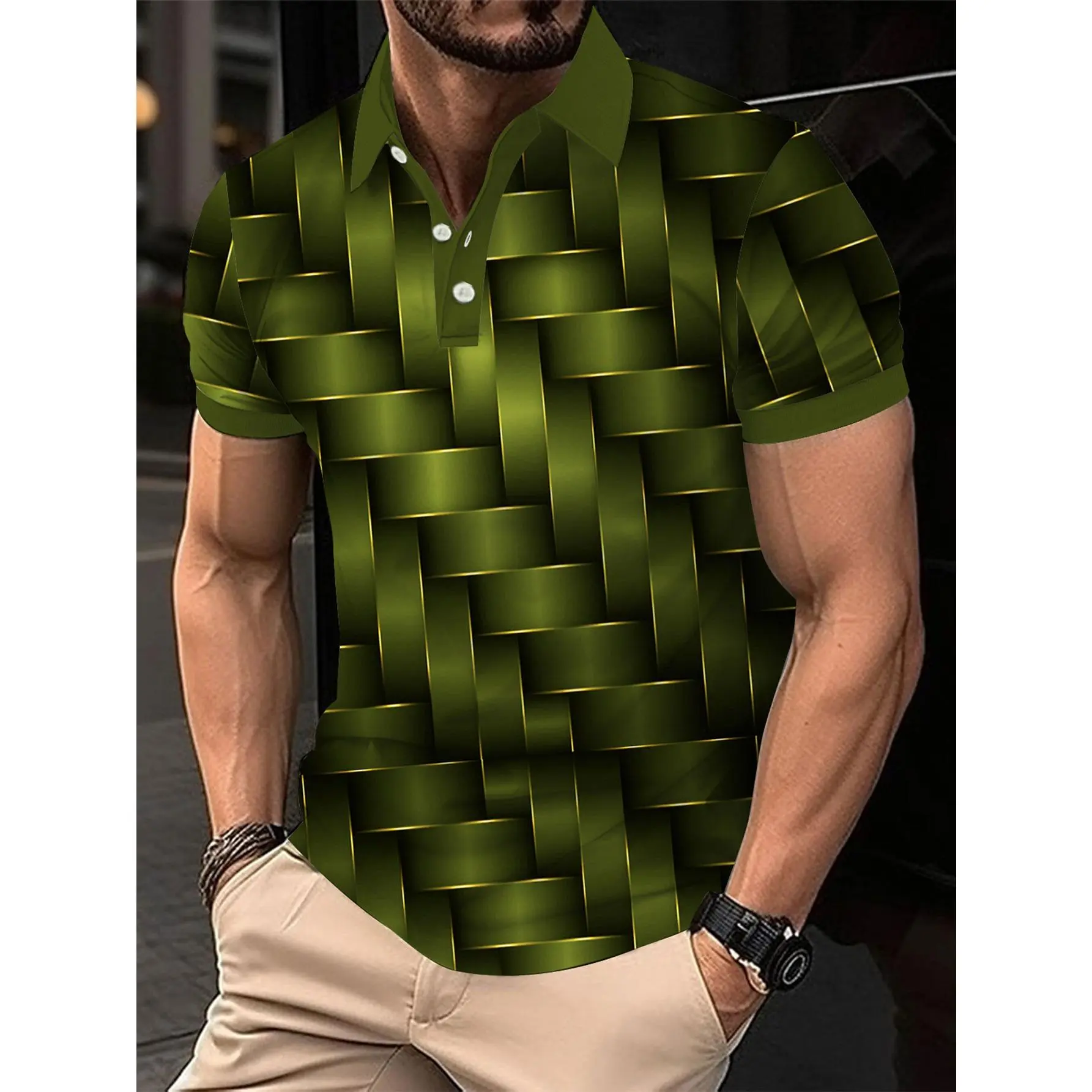 Men's Tennis Shirts, Golf Shirts, Business Casual Collar, Polo Collar, Short Sleeves, Simple Basic Buttons, Summer Regular Fit, Tennis Sizes Available streetwear