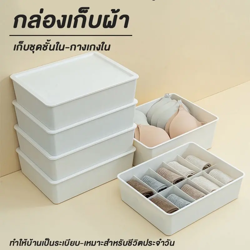BOBO_Family  กล่องเก็บของอเนกประสงค์ เก็บชุดชั้นใน กล่องจัดระเบียบตู้เสื้อผ้า มีฝา ประหยัดพื้นที่ กล่องเก็บถุงเท้า เน็คไท  พร้อมส่ง A228