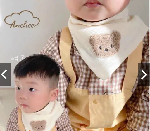Bộ 3 yếm tam giác cho bé yêu có cúc bấm vải Muslin và Thêu hình mặt cười hoặc các con vật (chọn hình ib shop nhé) 3
