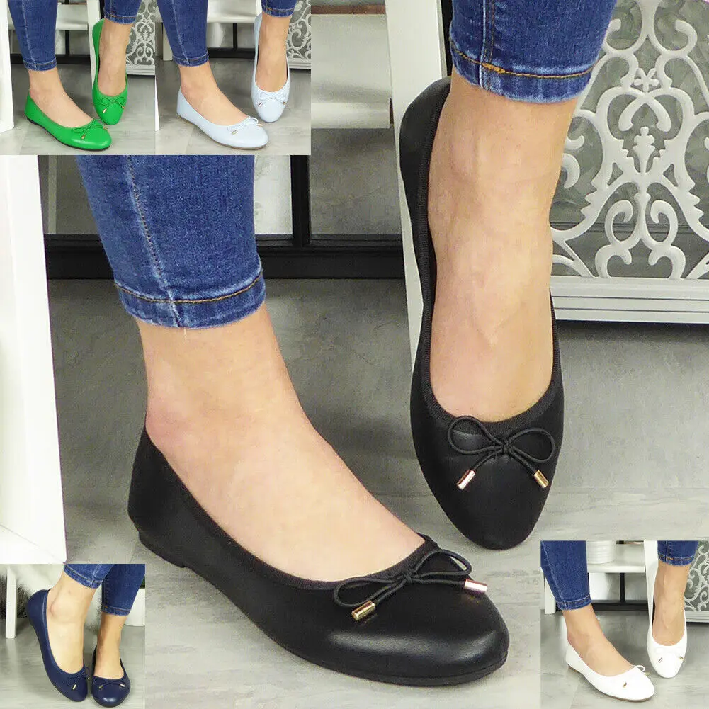 9988-41 Women Casual Ballerina Flats Slip On Work School Pumps Shoes, Solid Colour Round Toe Flat Loafers for Daily Wear, Lightweight Non-Slip Shoes