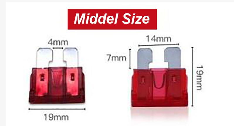 Product Introduction of Spot Goods COD 100/50pcs Car Fuse Assortment Set Profile Middle Size Blade Type Fuse Auto Car Truck 2-35A Fuse with Box Clip 10