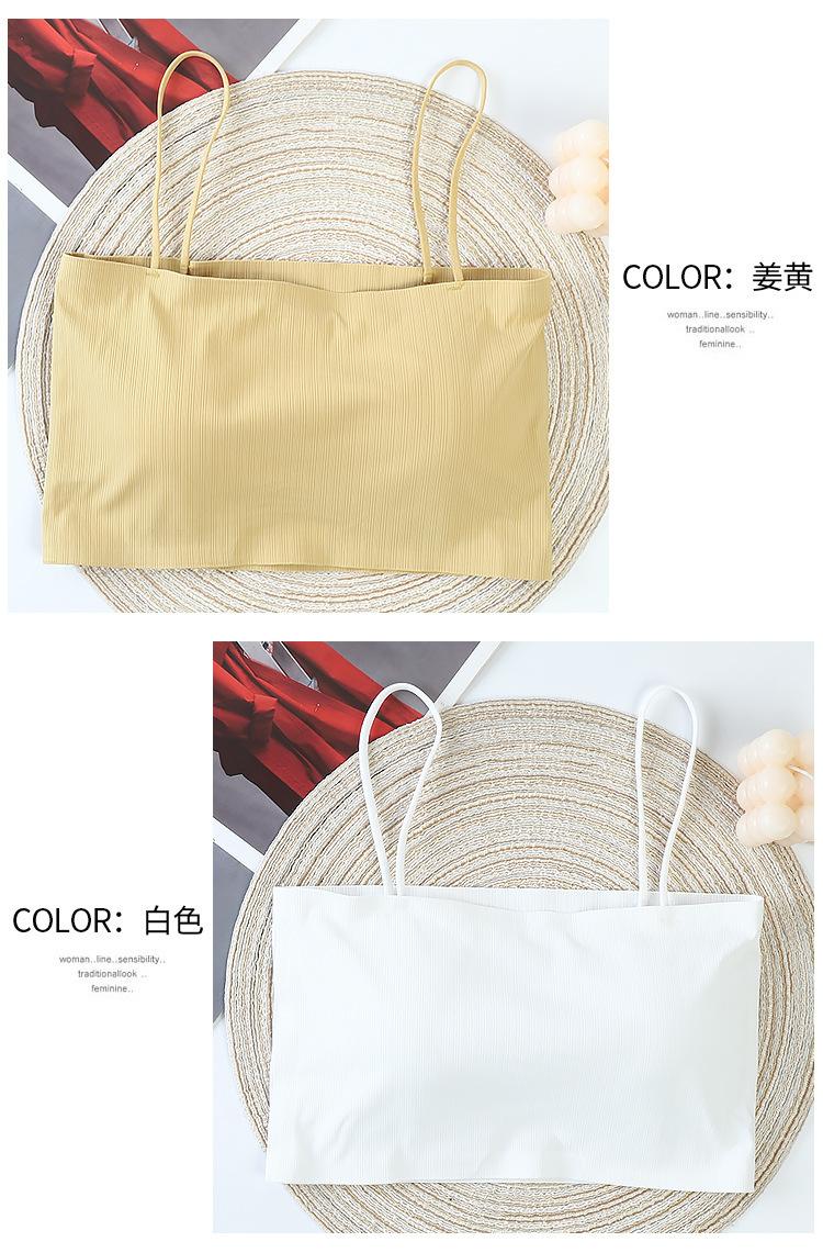 Product Introduction of Beautiful back without steel ring ice silk sling anti-glare wrap underwear female students Korean version of the bust bottoming tank top inner wear 12