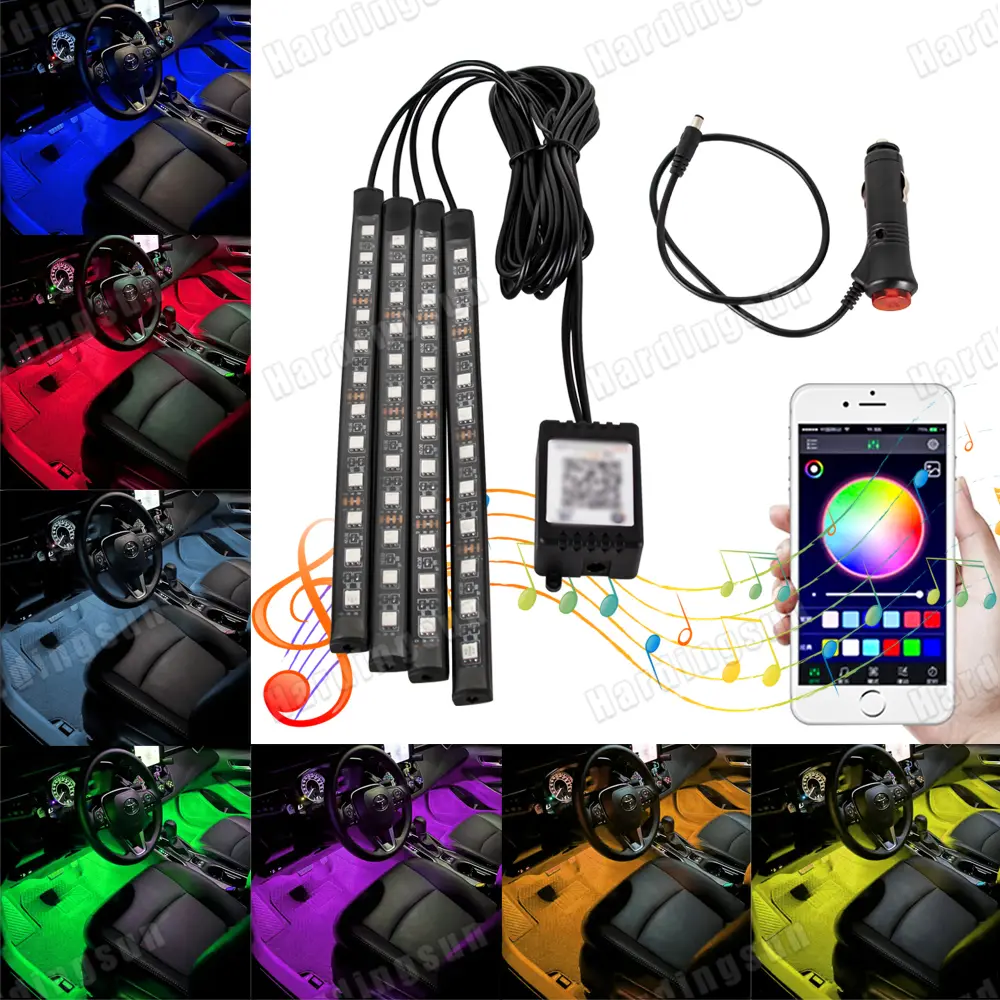 Neon 48 72 LED Car Interior Ambient Foot Light with USB Wireless Remote Music App Control Auto RGB Atmosphere Decorative Lamps