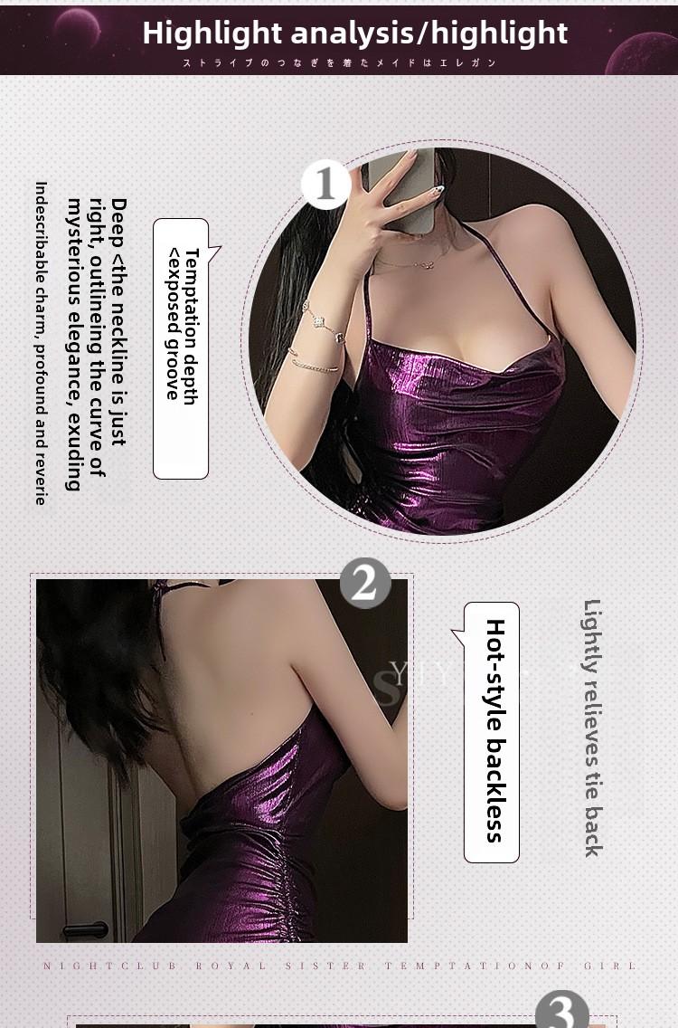 Product Introduction of 【4Z】Sexy halter strap dress, clubwear bodycon mini dress, waist-slimming ruffles bodycon dress, sweet and cool Korean-style nightgown 2