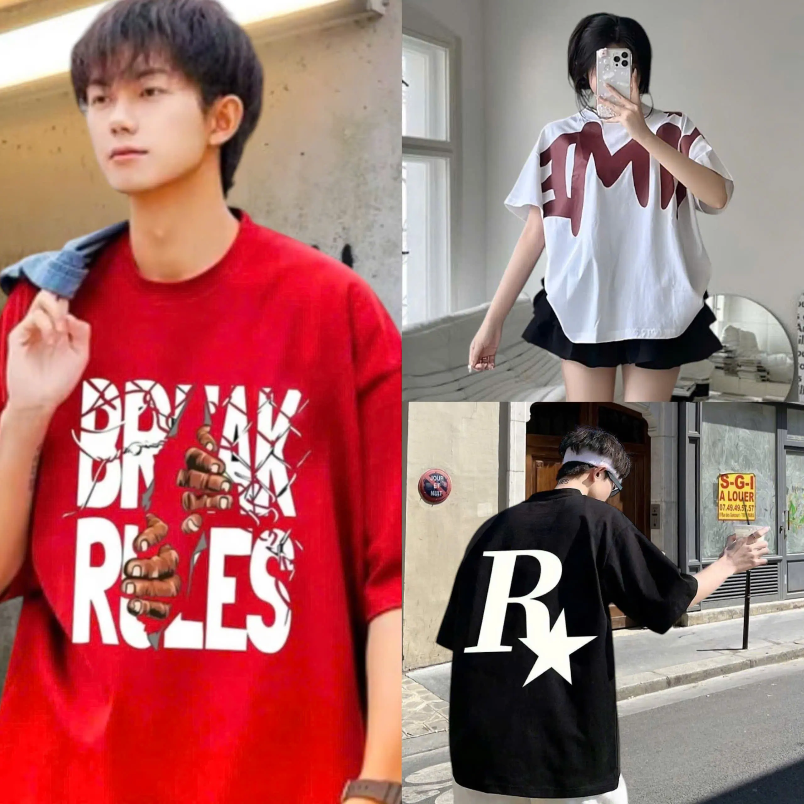 [HOT] COMBO 3 ÁO/109K Áo Thun Nam Nữ Form Rộng TEE.RAX