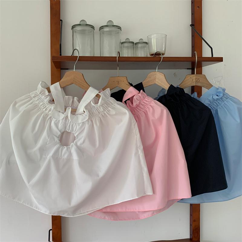 Cocoshop-Áo Ống Cổ Dây Gợi Cảm Cho Nữ, Áo Vest Lệch Vai Nhỏ, Áo Sơ Mi Búp Bê Ngắn Dáng Rộng Dễ Thương Và Gợi Cảm Kiểu Pháp Mùa Hè Để Mặc Một Lần Và Áo Dưới Nhỏ (60129) Top Denim Women 5