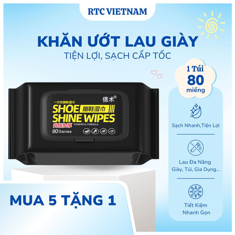 [MUA 5 TẶNG 1] COMBO 6 Bịch Khăn Uớt Lau Giày Shoe Shine Wipes, Lau Đa Năng , Lau Bếp, Lau Giày Dép, Túi Xách ,Ba Lô, Dầu Mỡ...Làm Sạch Mọi Thứ.
