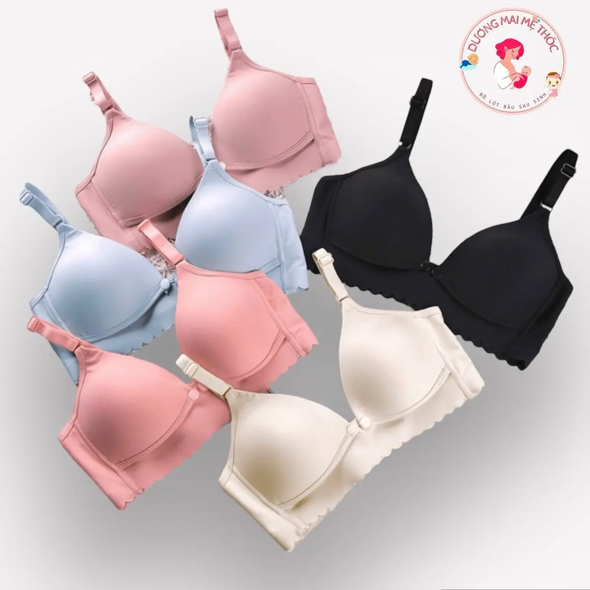 Áo Lót SU NON KHÔNG GỌNG Kèm Khuy Nối ( Bầu Và Cho Con B. ú ) Nữ Women Kem Bra set  áo