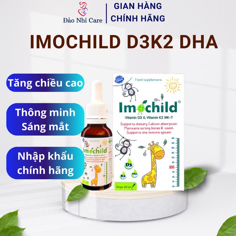  Vitamin D3K2 Imochild bổ sung D3 K2 MK7 & DHA hỗ trợ bé phát triển chiều cao trí não nhập khẩu Tây Ban Nha 