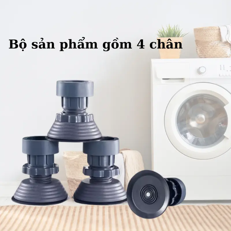 Bộ 4 chân chống rung tăng giảm cho máy giặt, tủ lạnh - Đế cao su chống trượt 4