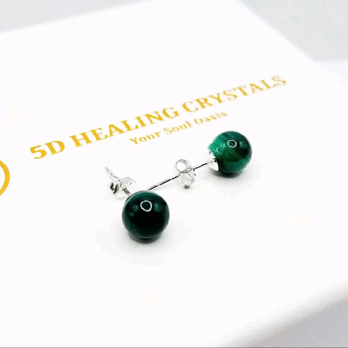 MALACHITE STUD EARRINGS - BALANCE, WILLPOWER AND PROTECTION