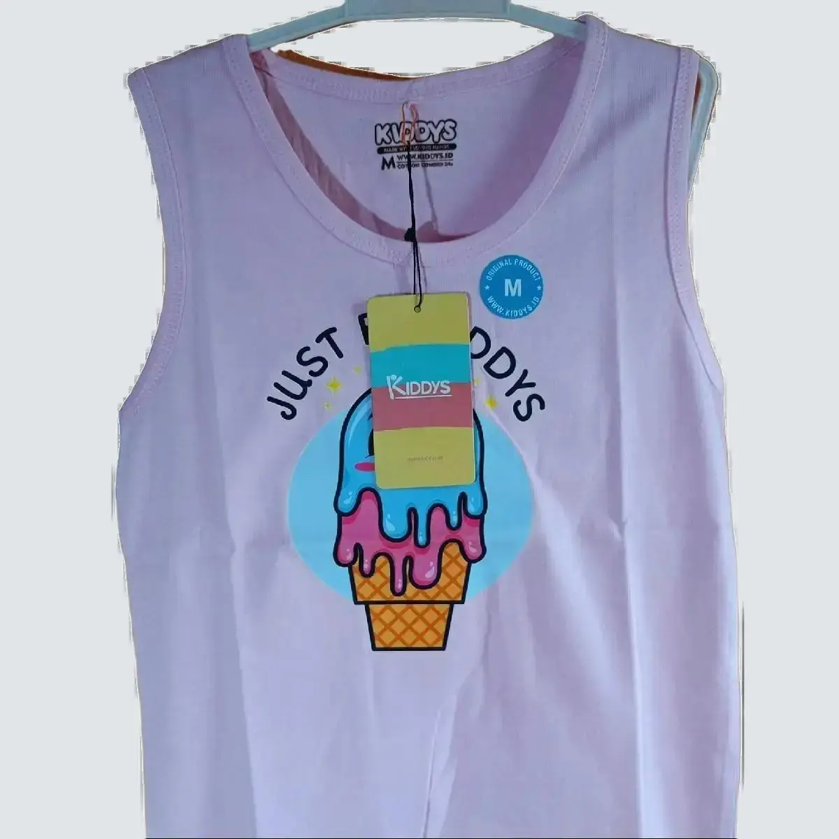 Kaos Kutung Singlet Kiddys (M) Es Krim Pink READY STOK SIAP KIRIM