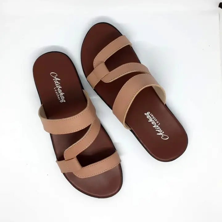 Sandal Flat Teplek Casual Wanita Sandal Kulit Asli Garut Adibahaq Carrisa BK 3