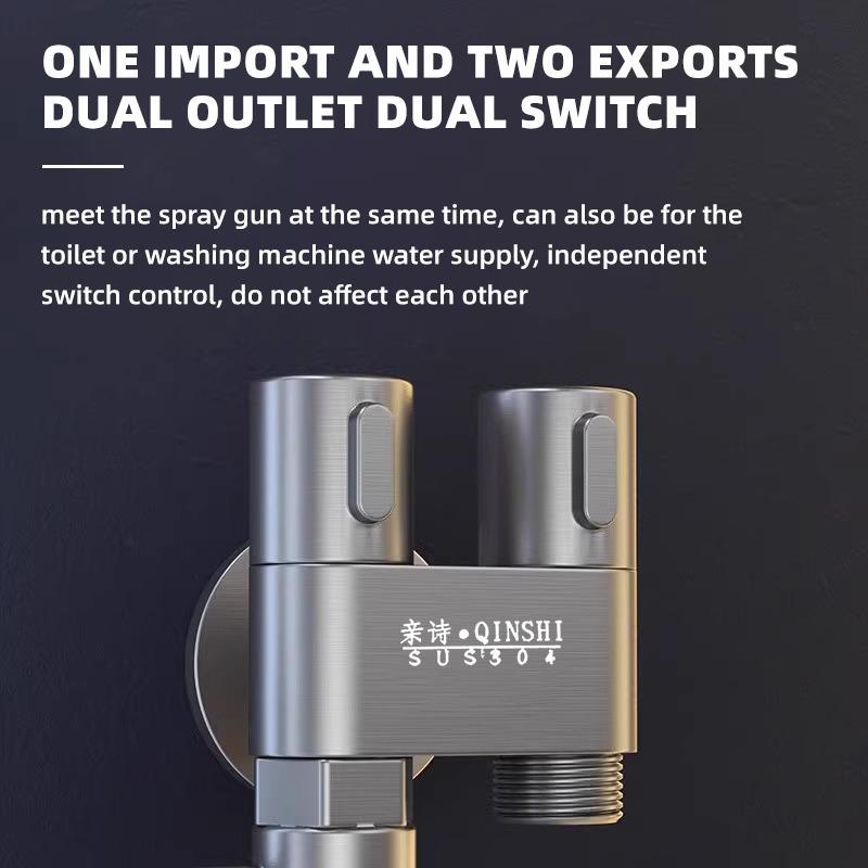 Product Introduction of Stainless Steel Handheld Bidet Sprayer, Bidet Sprayer with Double Outlet Angle Valve, Bathroom Shower Equipment for Daily Cleaning 5