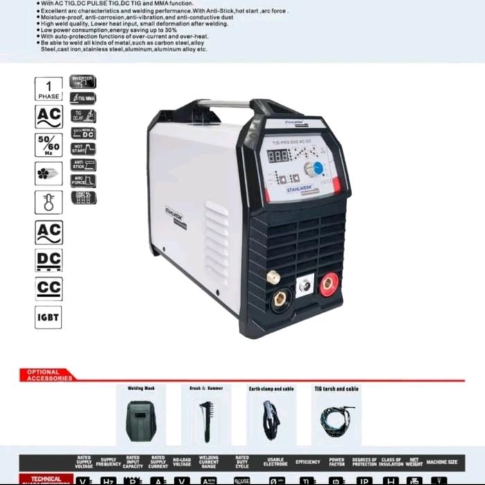 Jual Mesin Las Argon AC/DC Tig Pro 200 Pulse + Spot Welding Stahlwerk - Jakarta Pusat - Juragan ...