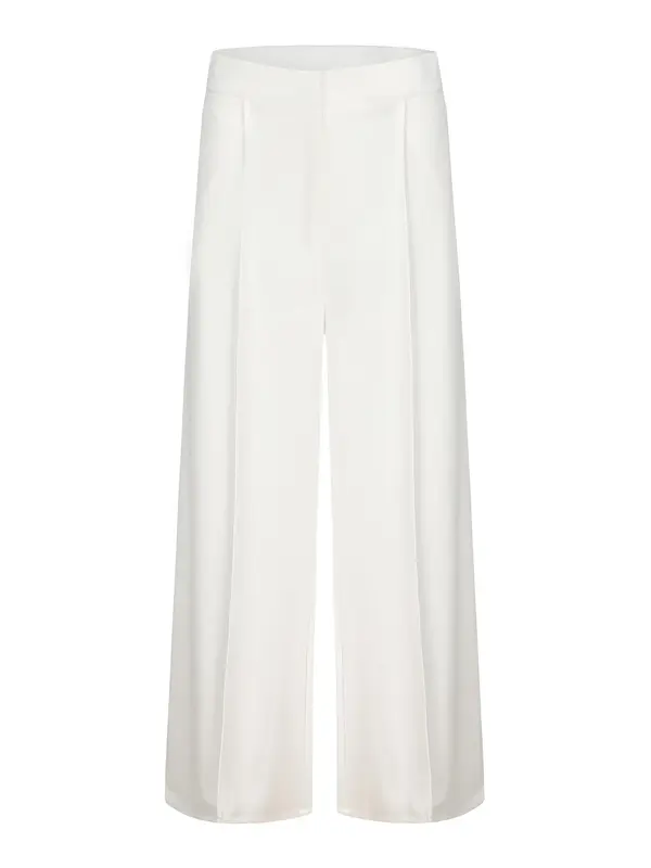 Women's Plain High Rise Wide Leg Pants, Elegant Formal Solid Trousers for Work Office Business, Ladies Bottoms for Spring & Fall 2