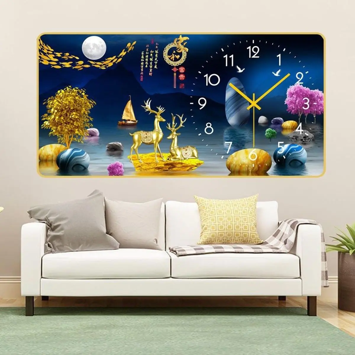Đồng Hồ Tráng Gương 5D In UV Hươu Tuần Lộc kim trôi  chuẩn giờ - Tranh Đồng Hồ Tráng Gương Treo Tường Hiện đại  Trang Trí Nhà, Decor Phòng, Phòng Khách