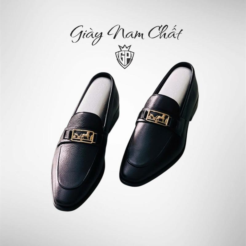 H2 - Giày Lười Nam, Giày Da Bò Miu Mềm Mại, Da Bò Nhập Khẩu Đế Phíp Gỗ Khâu Maxkey Cao Cấp Phối Khóa Kim Loại Sang Trọng