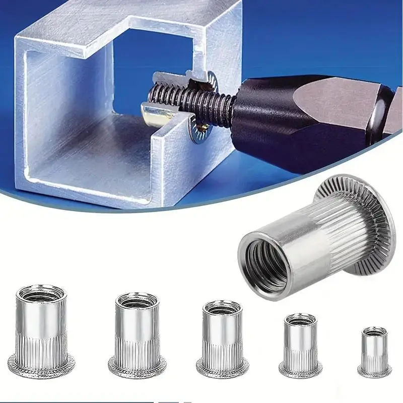 Rivet Nut Rivet Assortment Kit, Threaded Nut Rivet Set, M3/4/5/6/8 Aluminum Rivet Nutsert Riveting Set with Storage Box