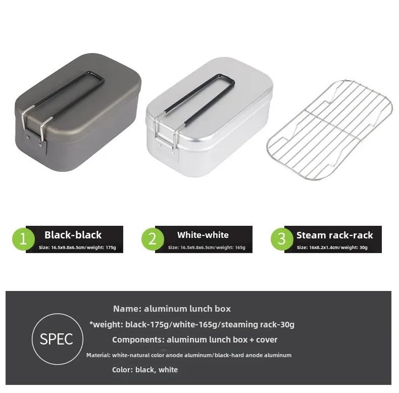 Product Introduction of Camping Outing Folding Handle Aluminum Lunch Box Outdoor Mountaineering Lightweight Portable Lunch Box Tableware 10