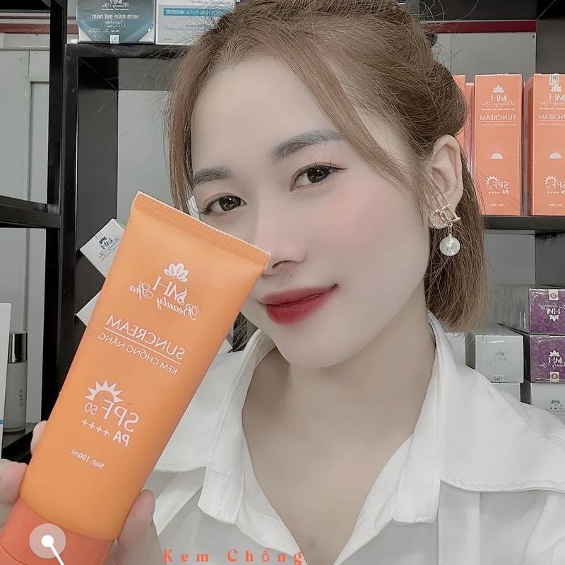 Kem chống nắng MH, dưỡng trắng , nâng tone, cấp ẩm, chống nắng cam skincare sunscreen whitening 2