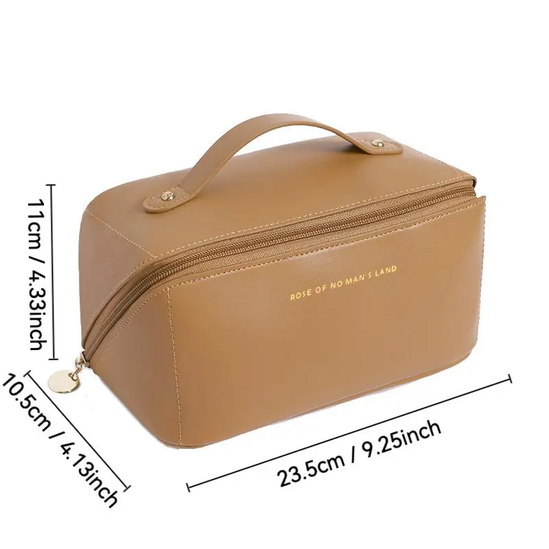 Large Capacity Travel Cosmetic Bag, 1 Count Waterproof Portable Makeup Bag with Handle, Open Flat Toiletry Bag, Storage Bag for Home & Travel 1