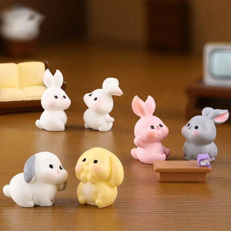 Đồ Trang Trí Thỏ, Tự Làm Sáng Tạo, Cảnh Quan Siêu Nhỏ Mini, Mô Hình Thỏ Resin, Thỏ Hoạt Hình Dễ Thương, Thu Nhỏ, Thích Hợp Cho Vườn Decor Decor Phòng 0