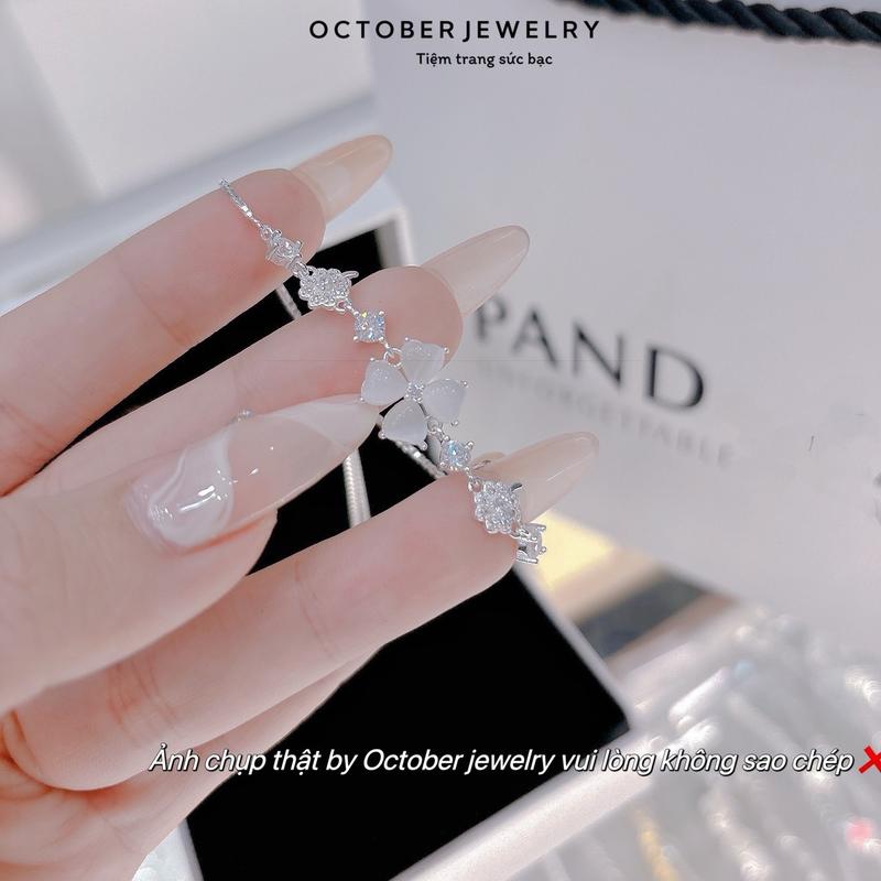 Lắc tay bạc nữ thiết kế nhẹ nhàng tinh tế phù hợp với mọi loại tay chất liệu bạc S925 Không han gỉ - October jewelry [ Tặng kèm hộp ]