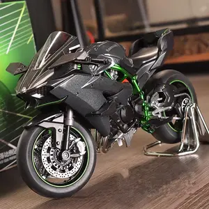 Diecast 1:9 Kawasaki Ninja H2R (Paddock, Suspensi, Lampu, Suara) Miniatur Pajangan Motor Sport Model Toy