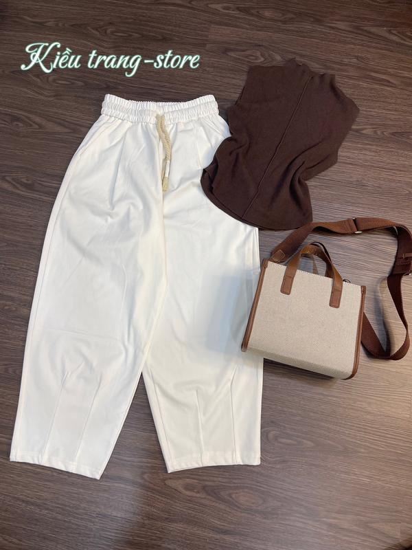 [MÃ MỚI 2106] Quần Nữ Baggy Chất Umi Xuất Hàn Cạp Bọc Có Dây Rút Co Giãn 4 Chiều che khuyết điểm và tôn dáng T2106 Nữ Voi  Đen