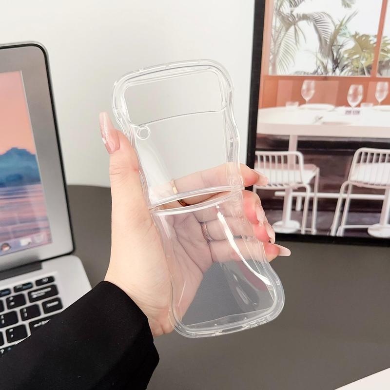Foldable Wavy Edge Design Clear Phone Case, 1 Count Decorative Phone Protector Cover Compatible with Samsung Galaxy Z Flip 3/5/4, Phone Accessories 8