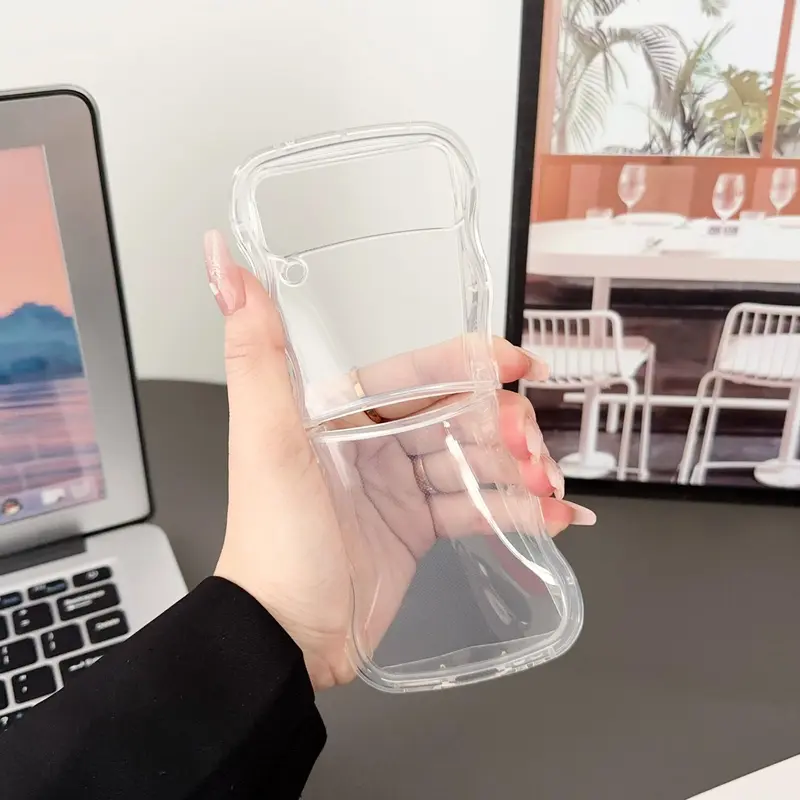 Foldable Wavy Edge Design Clear Phone Case, 1 Count Decorative Phone Protector Cover Compatible with Samsung Galaxy Z Flip 3/5/4, Phone Accessories 7