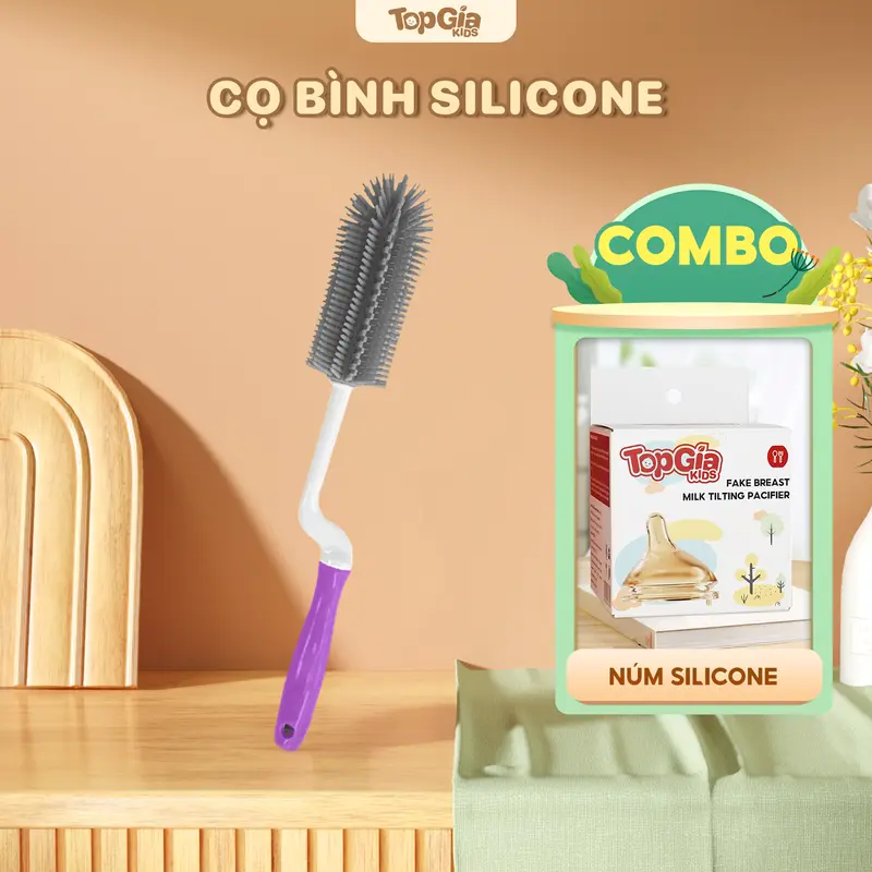 ( COMBO ỐNG HÚT) Bàn chải làm sạch, cao su mềm đa chức năng Topgiakids 0