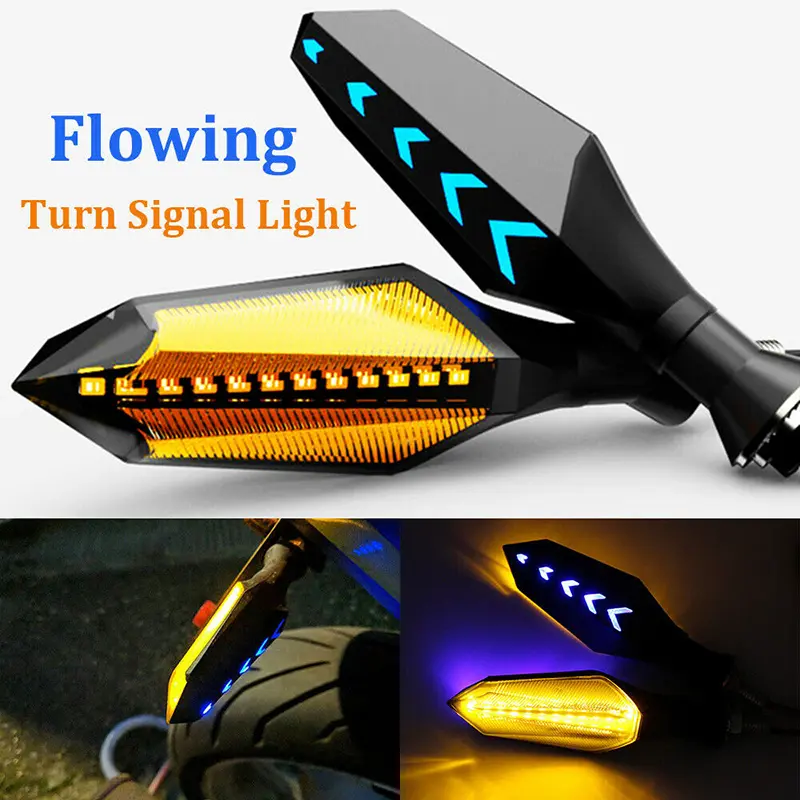 2pcs 8mm Motorcycle Flasher Blinker Turn Signal Lamp Sequential Flowing Flash Indicator Lights Amber Running Light Motorcycle Tail Light