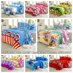 Selimut Bulu Motif - Minimalis - Karakter Ukuran Single - 150 x 200cm & 125 x 175cm