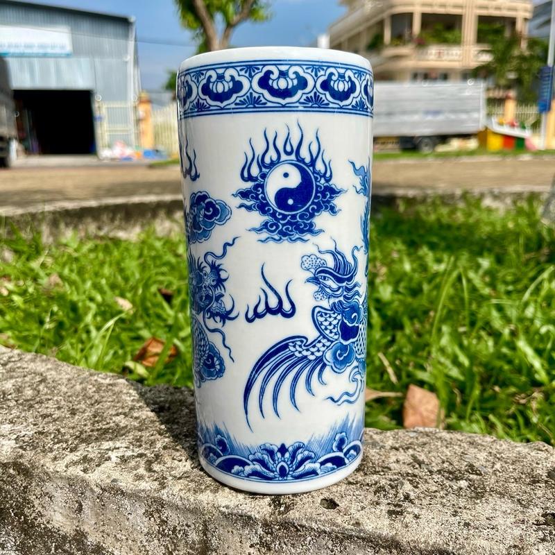  Ống Đựng Nhang Lộc Phát Ống Hương Gốm Sứ Bát Tràng Hoạ Tiết Rồng Phụng Nhiều Kích Thước 