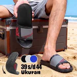 INKAYNI Sandal Slop Pria Sandal Kekinian Sandal Distro sandal phylon cowok Sandal Pria Cowok Ukuran Jumbo Sandal Wudhu Super Empuk Elastis full karet Anti Licin Anti bau ringan Size 39-44 simply sandal Tahan Lama Nyaman Dipakai Sandal Cowok Sendal Pria
