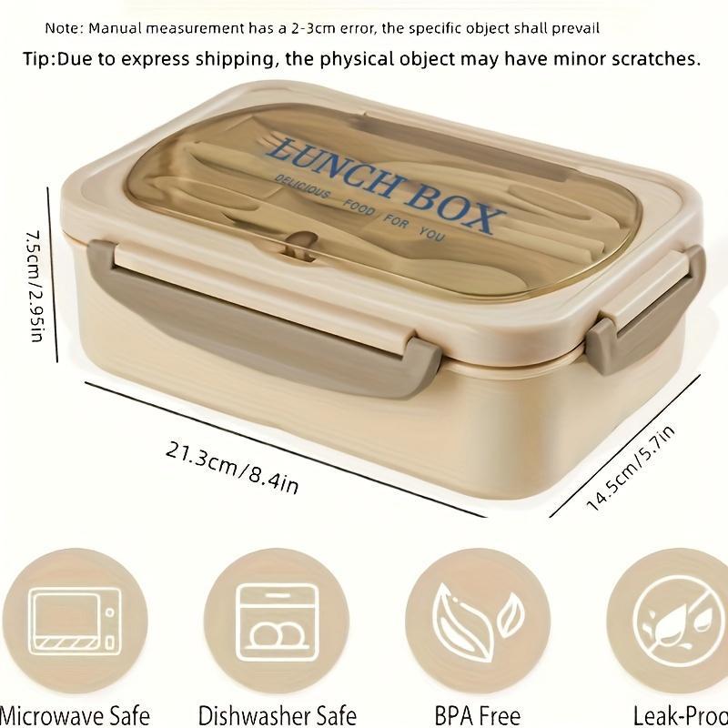 Multi-compartment Bento Box with Utensils, 1 Set Portable Lunch Box with Spoon & Fork & Chopstick & Knife, Large Capacity Lunch Container for Office Workers, Tableware 1